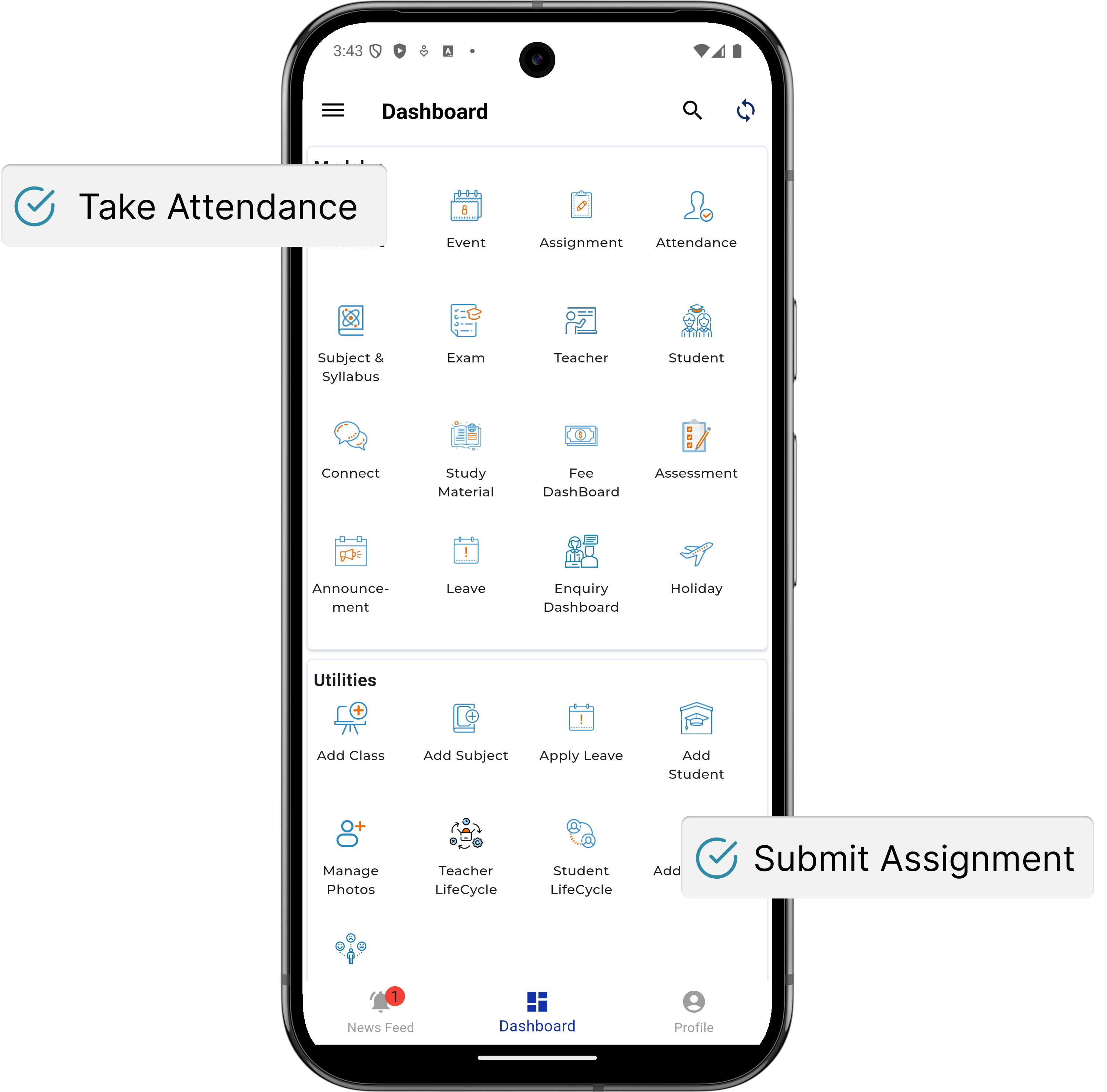 school erp learning management system mobile app